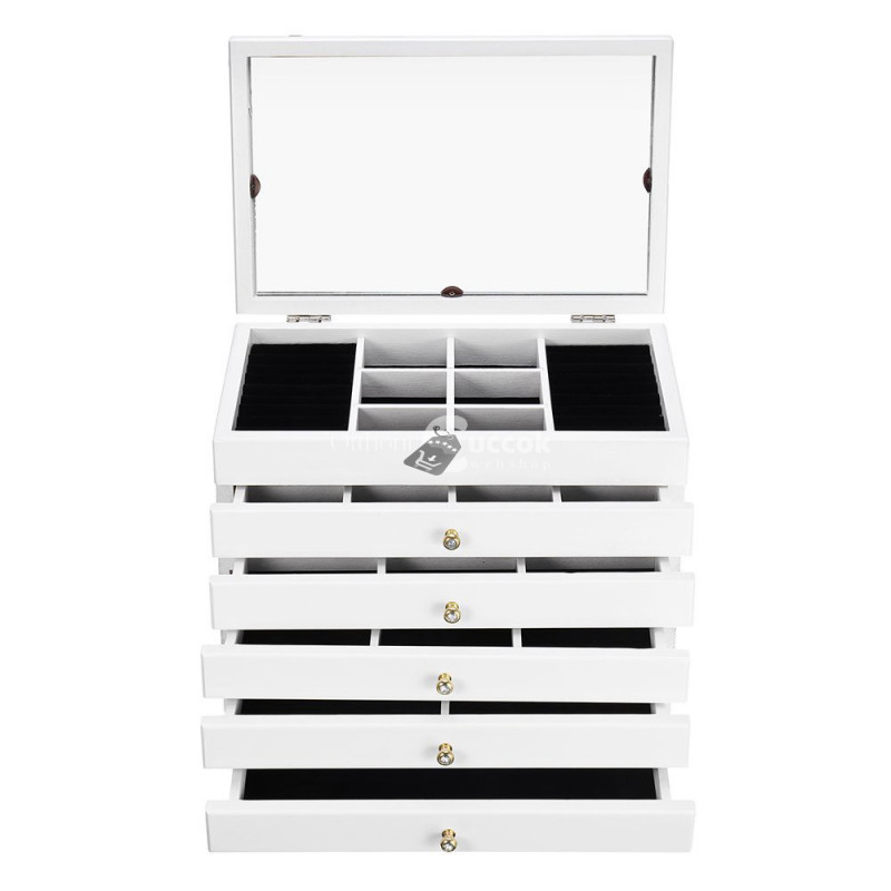 Image of 6 rekeszes ékszertartó, fehér