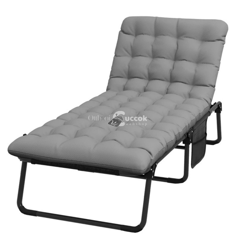 Image of Összecsukható kempingágy állítható fejtámlával, 2 színű matraccal