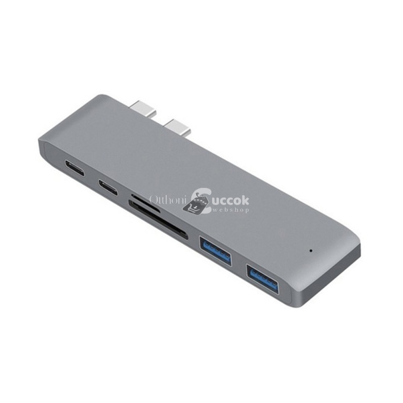 Image of USB elosztó HUB MacBook-hoz szürke színben, Type-C, USB 3.0, SD, Micro SD, TF