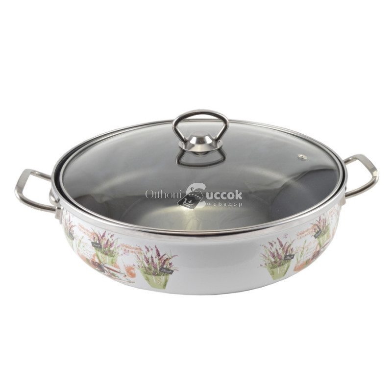 Image of Levendula Zománcozott szeletsütő lábas 28 cm+üvegfedő