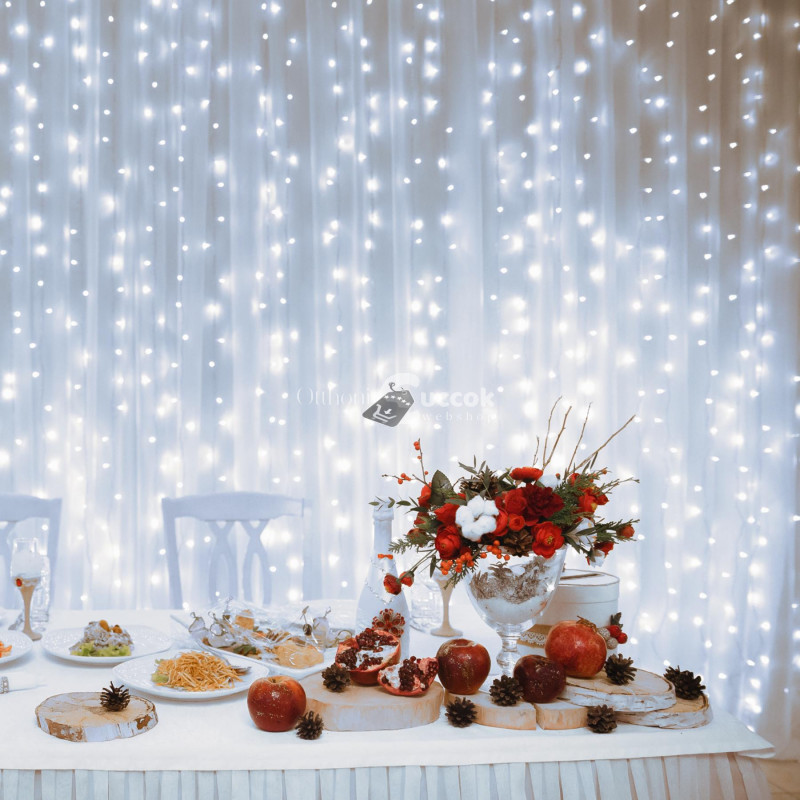 Image of Home DLFC 600/WH LED-es cluster fényfüggöny, 2,7x0,6 m / 600 db hidegfehér LED, állófényű, fehér vezeték, sorolható, kül- és bel