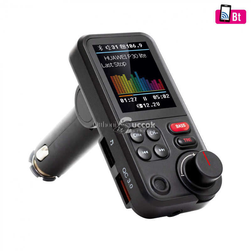 Image of SAL FMBT HIFI autós kihangosító és töltő, dupla USB töltő, QC3.0, feszültségmérő, MicroSD, AUX, D/A és földhurok zajszűrő