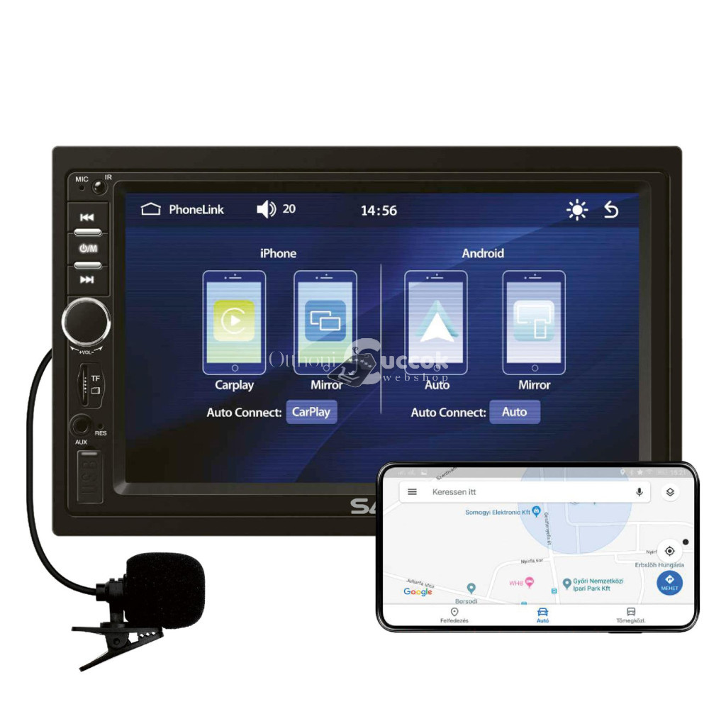Image of SAL VBX910 autórádió és multimédiás lejátszó, CPAA multimédia, iOS CarPlay és Android Auto, tükrözés, 18cm-es érintő-kijelző, 2xDIN, Bluetooth