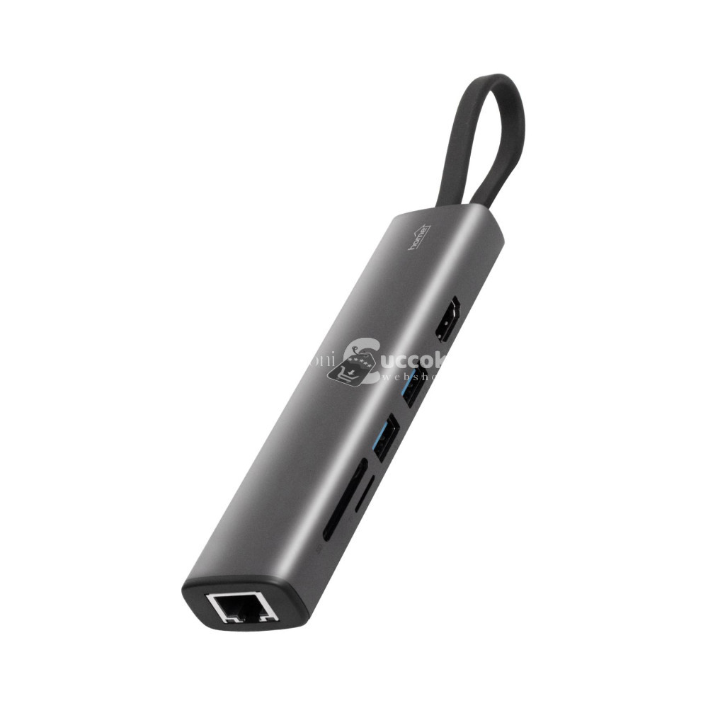 Image of Home USBHUB7 dokkoló állomás, Gigabit RJ45, 4K HDMI HDR, egér, billentyűzet, TF/microSD, SD, 2 TB USB tároló, merevlemez, ~100 W PD, plug &amp; play