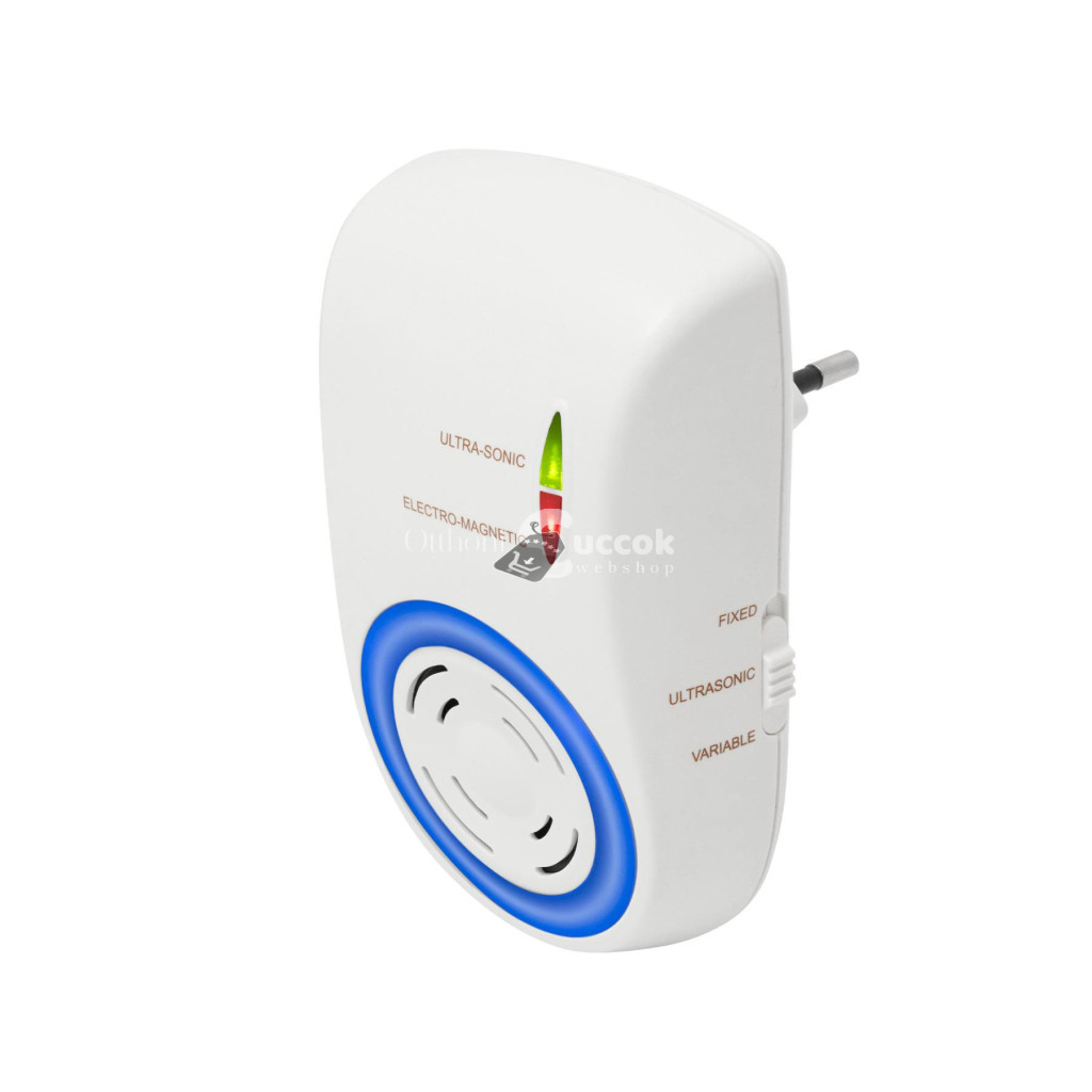 Image of Home UH12 DualEffect rágcsálóriasztó, ultrahangos és elektromágneses, egér, patkány, fix vagy váltakozó frekvenciák, éjszakai irányfény, LED fényforrás