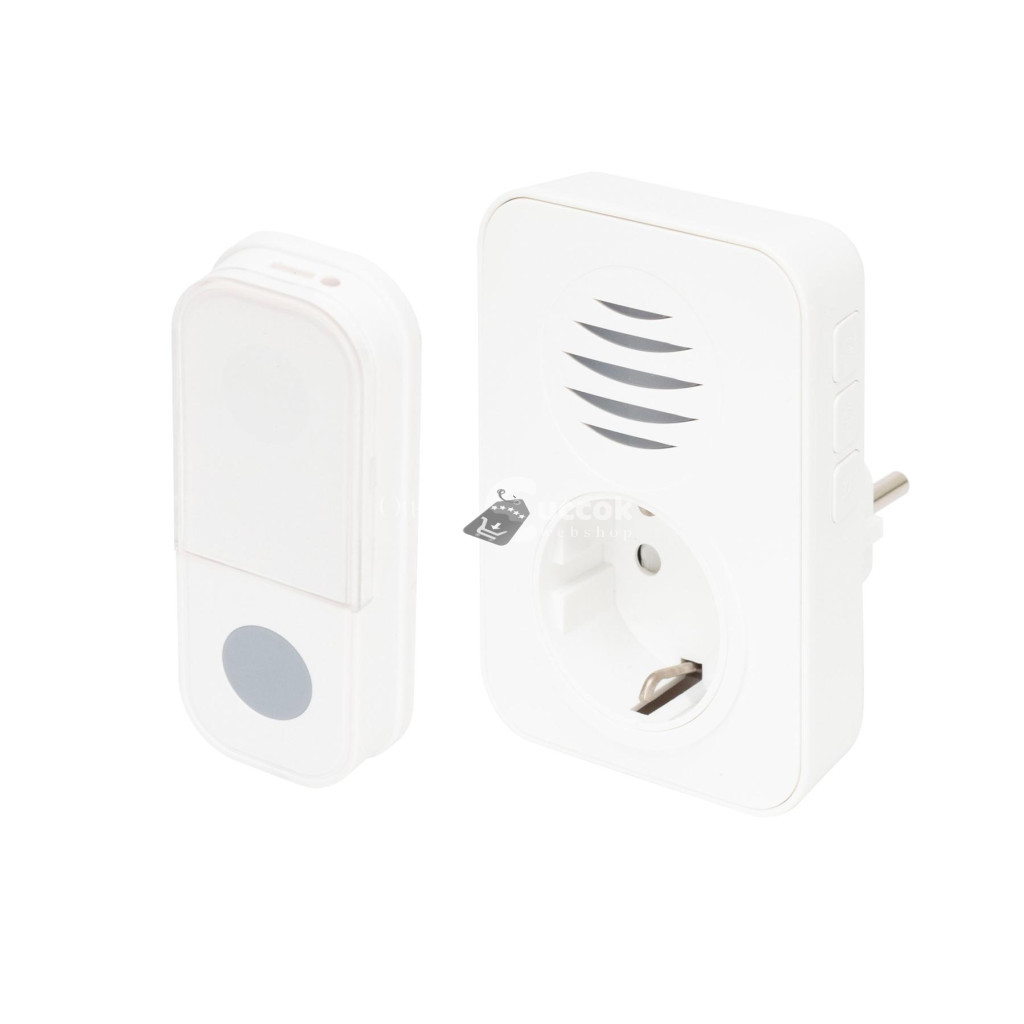 Image of Home DBA1101AC vezeték nélküli csengő, elemes nyomógomb, max 150m hatótáv, 38 dallam, IP44 nyomógomb