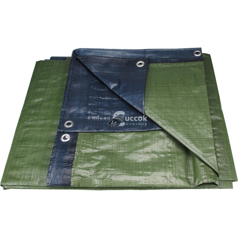 Image of EXTOL PREMIUM takaróponyva, vízálló, de nem UV álló; 150g/nm, 2×8m névleges méret, valós méret: 1,85×7,8m, PE, lefűző lyukakkal