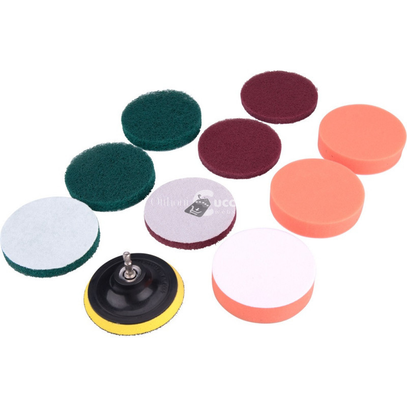 Image of EXTOL CRAFT dörzsölő/csiszoló/polírozó klt. 10 db; 1/4×25 mm csap, fúrógépbe fogható, tépőzáras