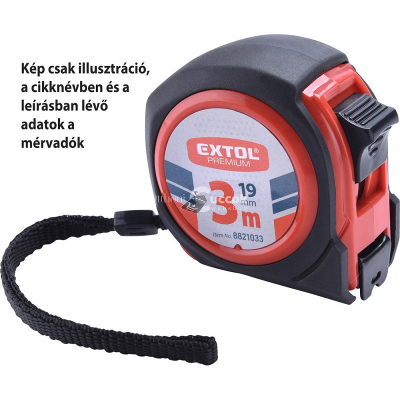 Image of EXTOL PREMIUM mérőszalag, gumírozott, 1 stoppos, 5m×25mm