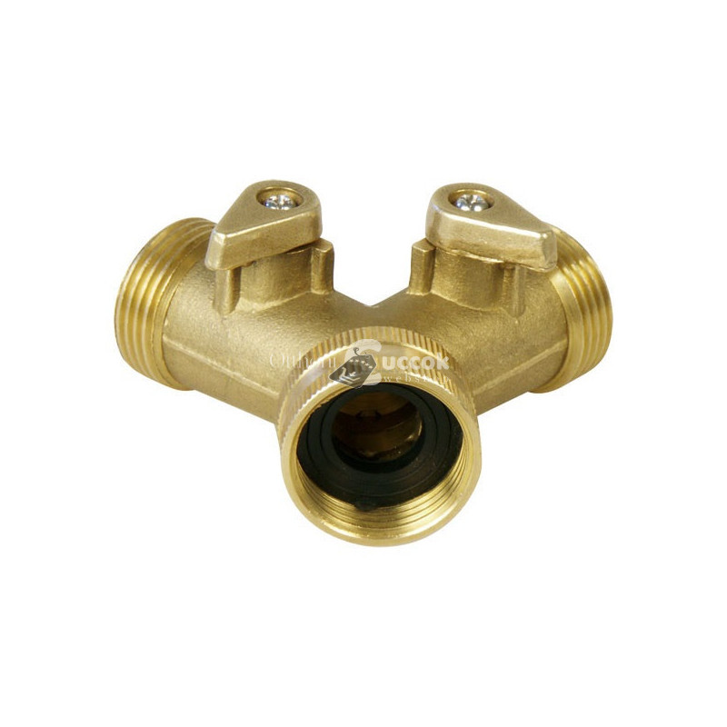 Image of EXTOL PREMIUM elzárható Y-csatlakozó; réz, 3/4'