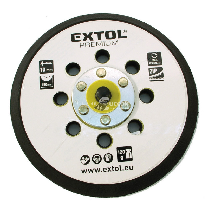 Image of EXTOL PREMIUM tartalék gumi talp 8865038 rotációs csiszológéphez, 6'/150mm, 8 db lyuk, tépőzáras, max. 12.000/perc, vastagság: 1