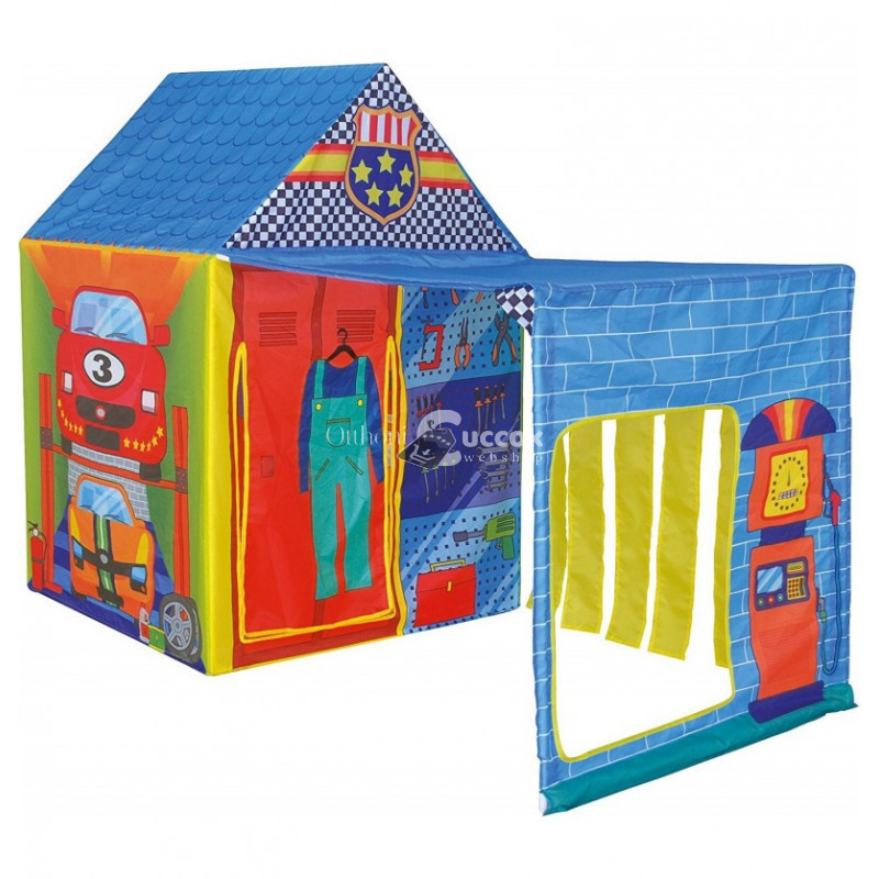 Image of Autós műhely sátor gyerekeknek - játéksátor autószerelő műhely tematikával - autós játékok - gyerek sátor - játszósátor