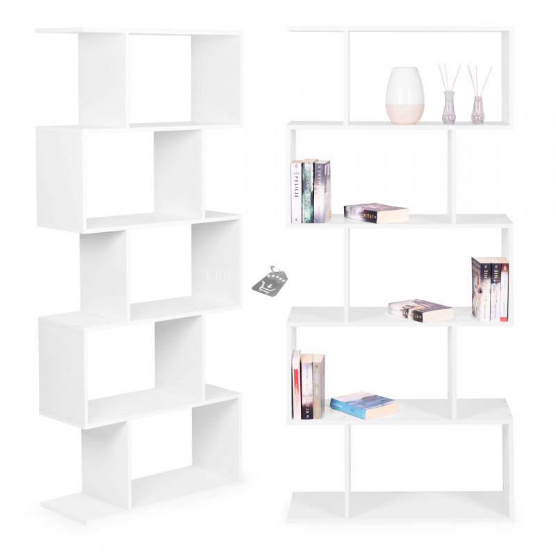 Image of Modern kockás polc a nappaliba 5 fehér könyv számára