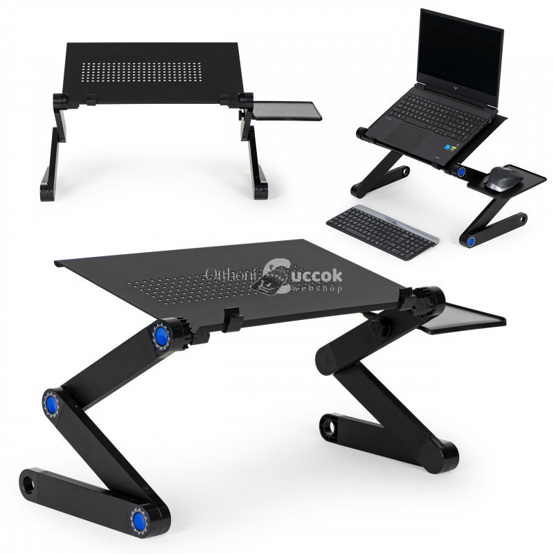 Image of Alumínium laptop állvány, összecsukható, állítható, 2 tálcával