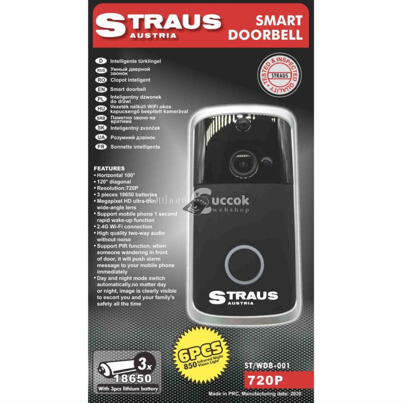 Image of Straus beépített kamerás vezeték nélküli WiFi kapucsengő