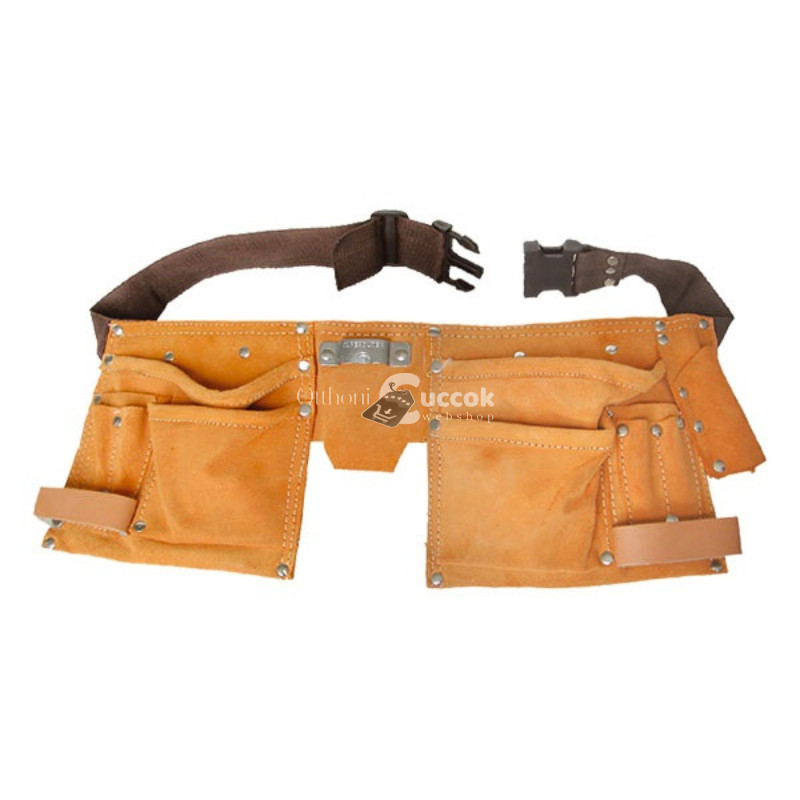 Image of Állítható méretű sok zsebes hasított bőr szerszámtartó öv