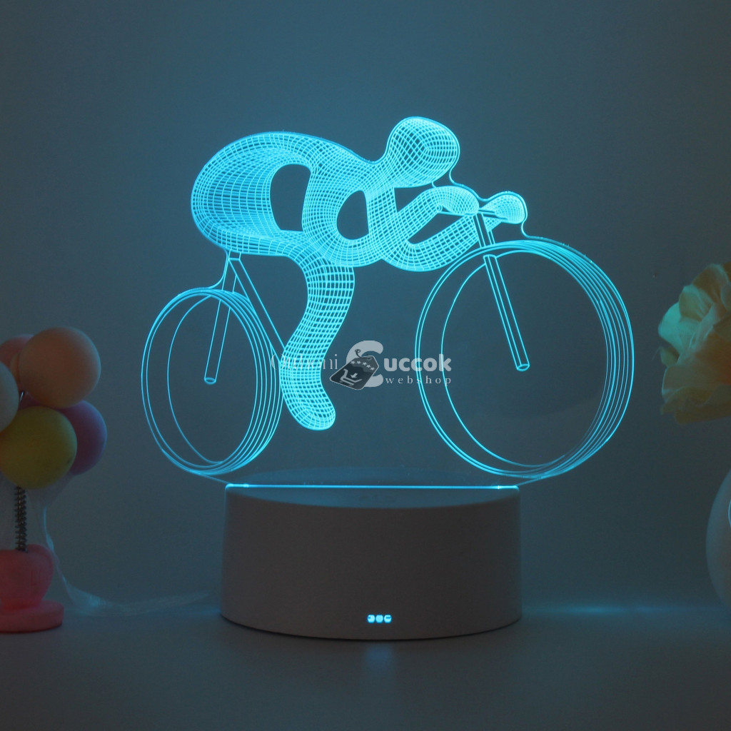 Image of 3D hegyi kerékpár LED éjszakai fény, állítható fényerővel