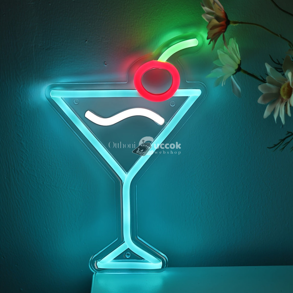 Image of Hűvös jégkék koktélpohár neonfelirat