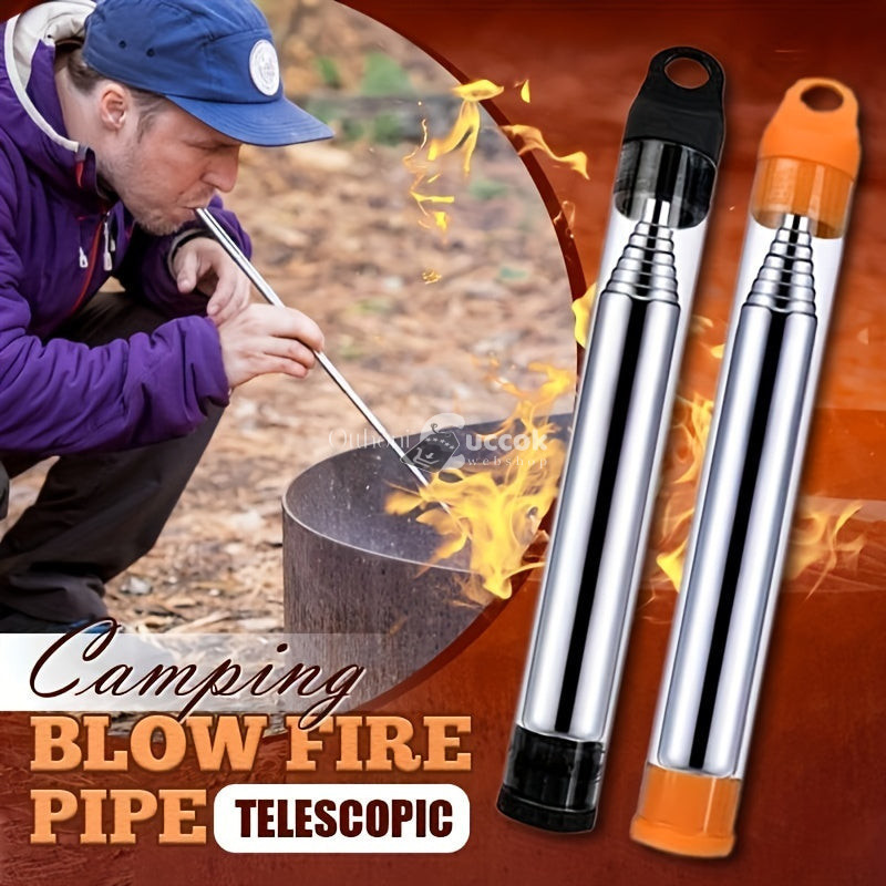 Image of 1 Db Rozsdamentes Acél Tűzfúvó Cső, Behúzható Tűzfúvó Bot Kültéri Kempingezés