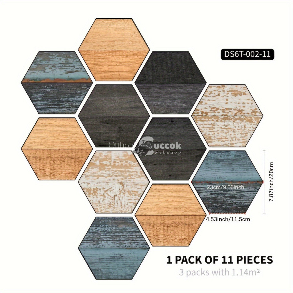 Image of 11db Színes öntapadó hatszögletű padlómatrica