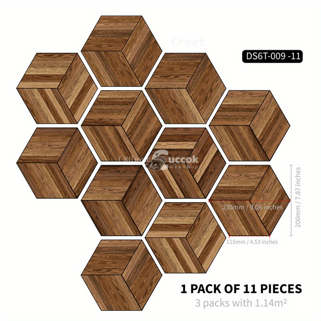 Image of 11db Hatszögletű padlómatrica, vízálló csúszásgátló lakberendezési matrica