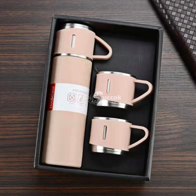 Image of 500ml Rozsdamentes Acél Vákuumos Vizes Palack 2db Extra Fedővel, Kreatív Szigetelt Vízpohárral
