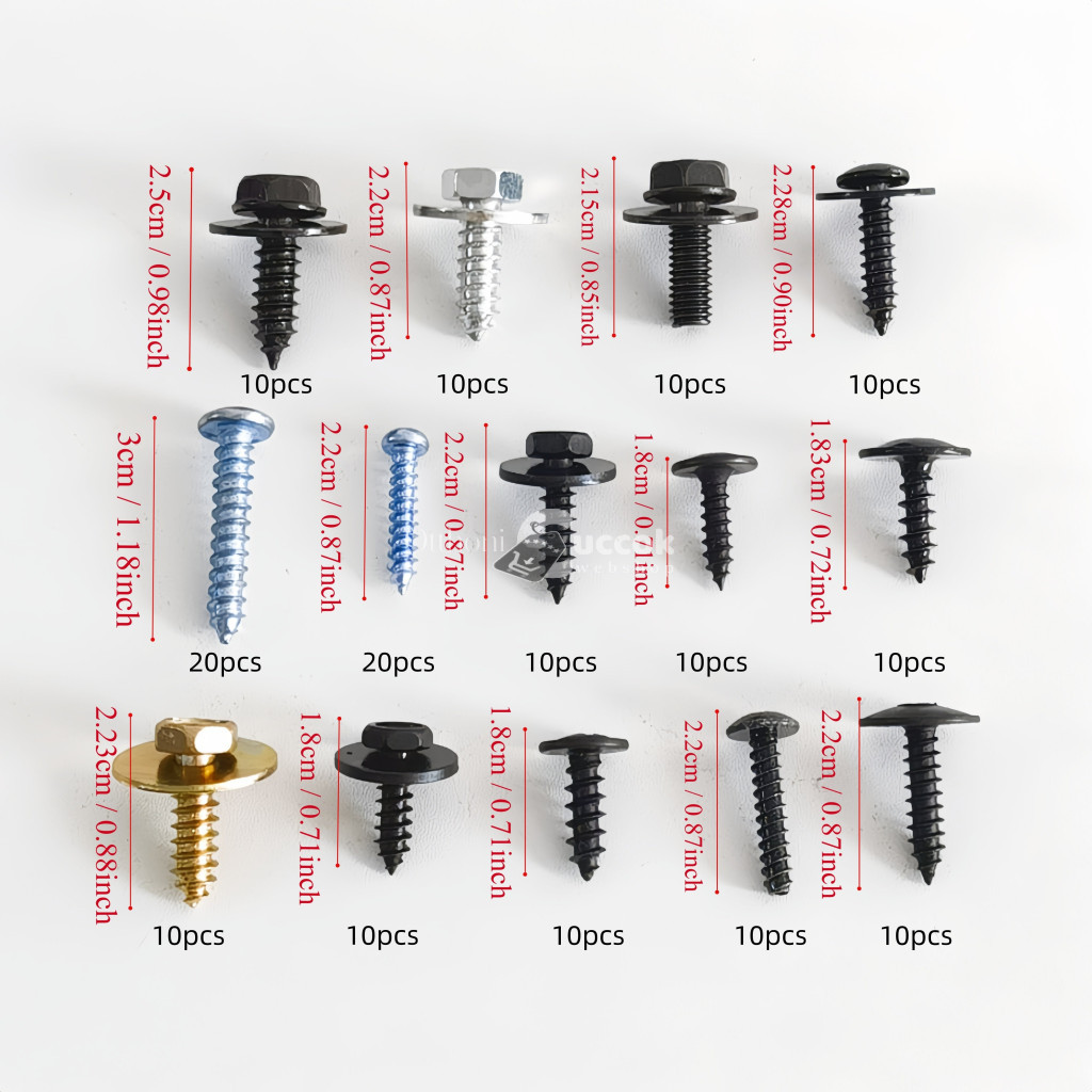 Image of 160 db-os univerzális autós önmetsző csavar és csavarkészlet, kompatibilis a Ford, Porsche, Volkswagen és BMW modellekkel