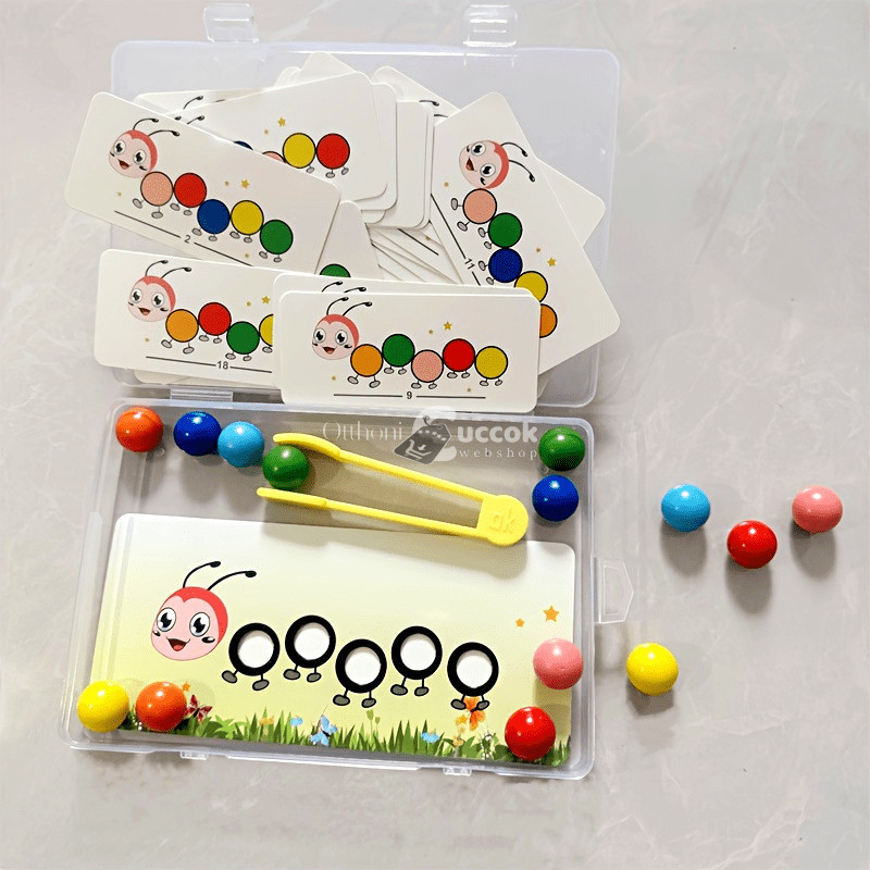 Image of Készségfejlesztő gyöngykirakós játék csipesszel