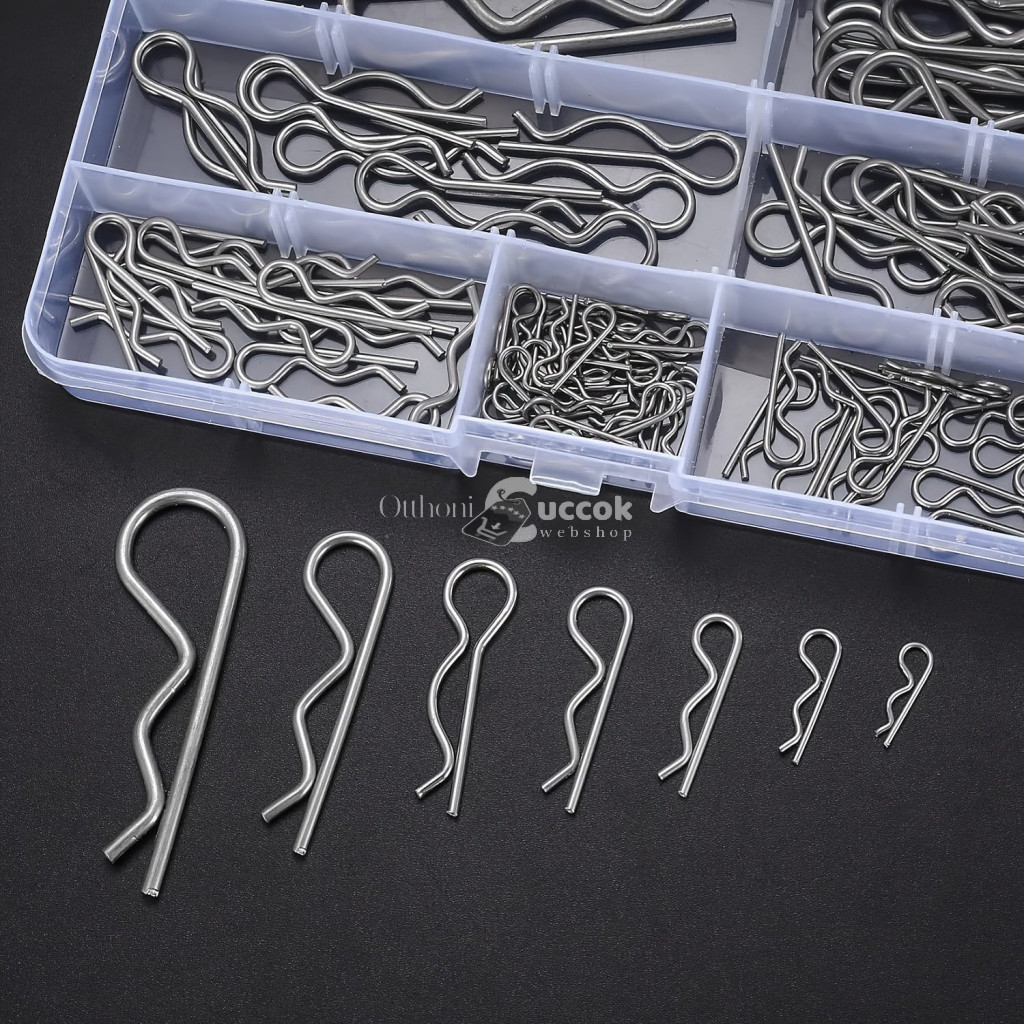 Image of 100db Sasszeg Készlet, Rozsdamentes Acél R Kapcsok Rugós Rögzítő Kapcsok