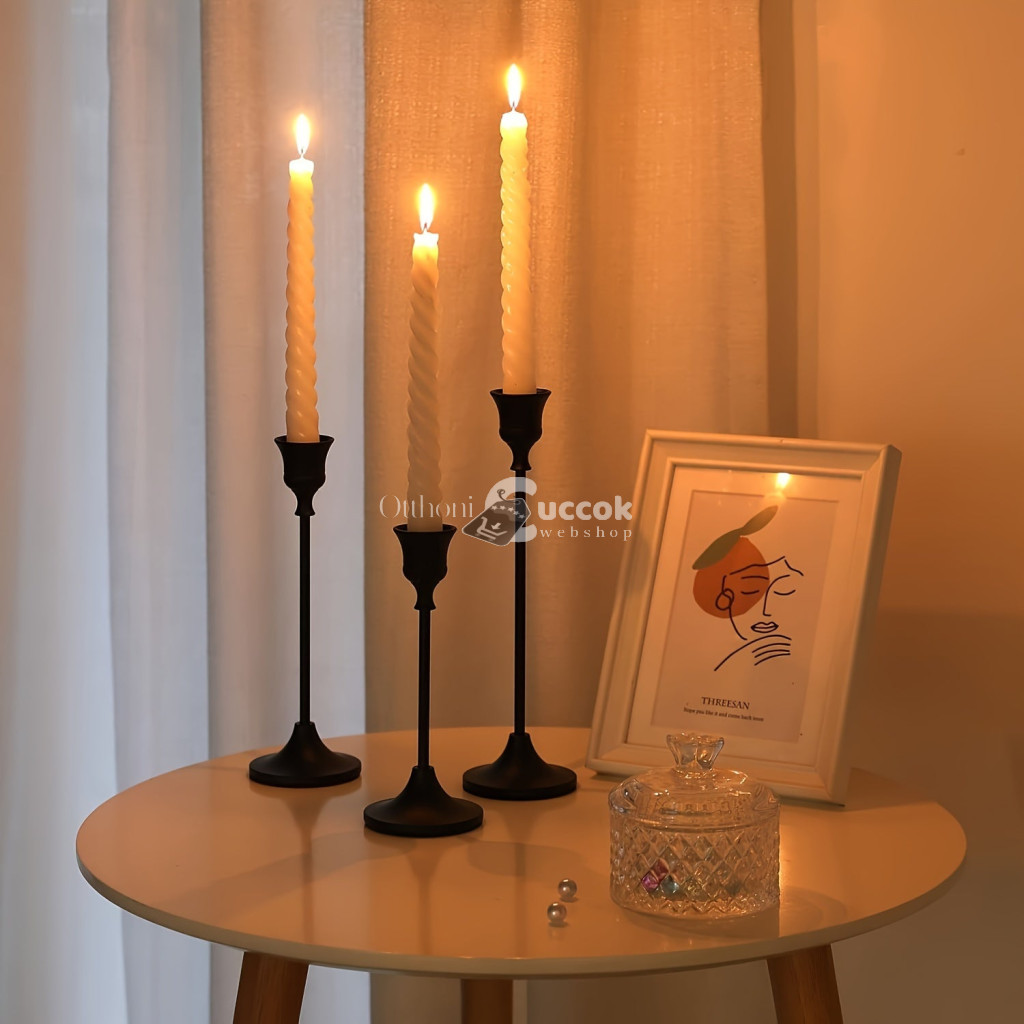 Image of 3 darabos Elegáns Fém Gyertyatartó Készlet