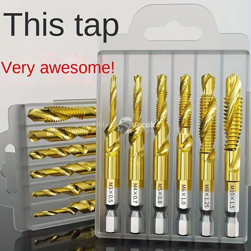 Image of Hatlapfejű kombinált fúró és menetfúró készlet