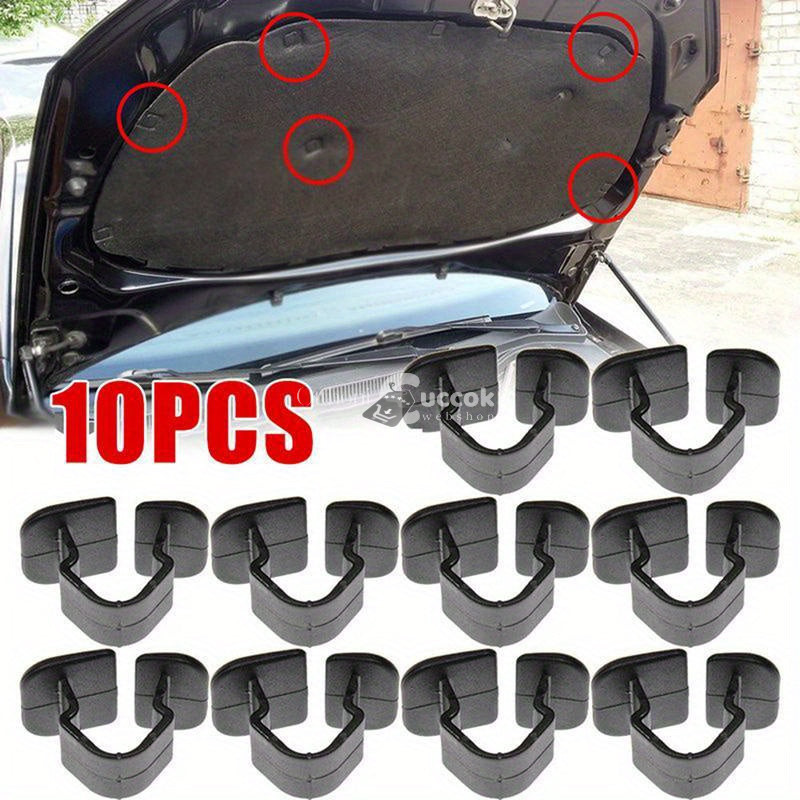 Image of 10db Fekete Műanyag Autó Motorháztető Hangszigetelő Klipsz