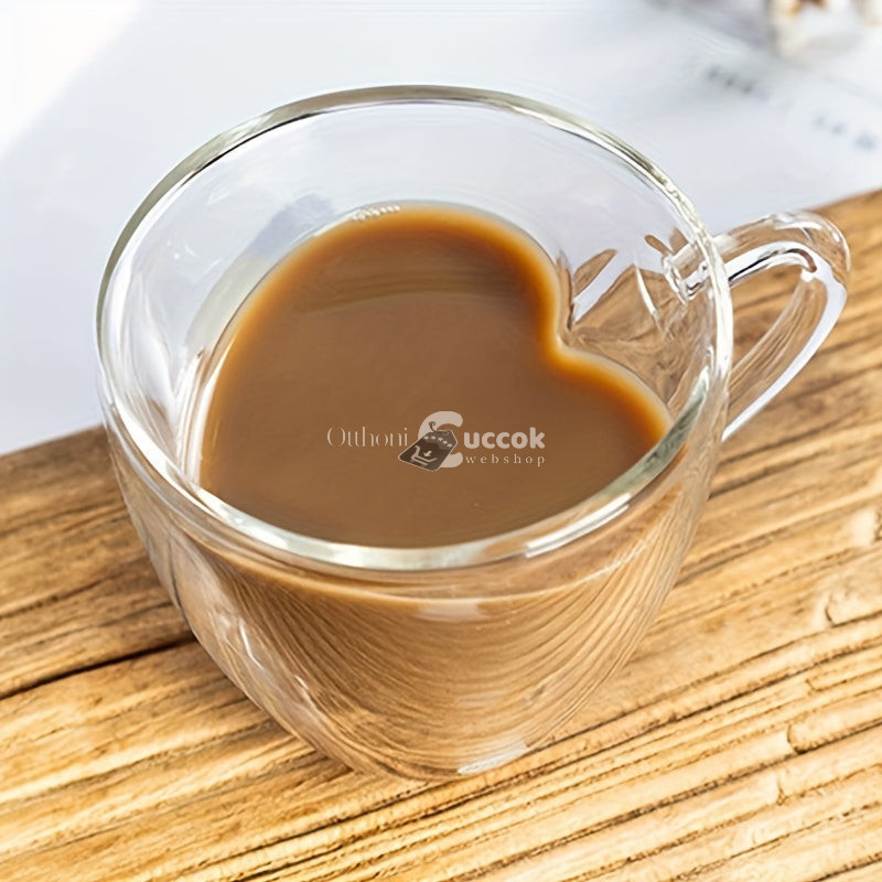 Image of Duplafalú Szivecskés Üvegpohár 180 ml