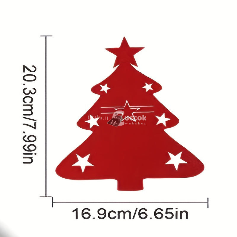 Image of 10db, Nemez evőeszköz tartó karácsonyfához, karácsonyi filc evőeszköz táska, karácsonyi evőeszköz táska, piros és zöld karácsonyi partikhoz, ünnepi vacsorapartik dekor