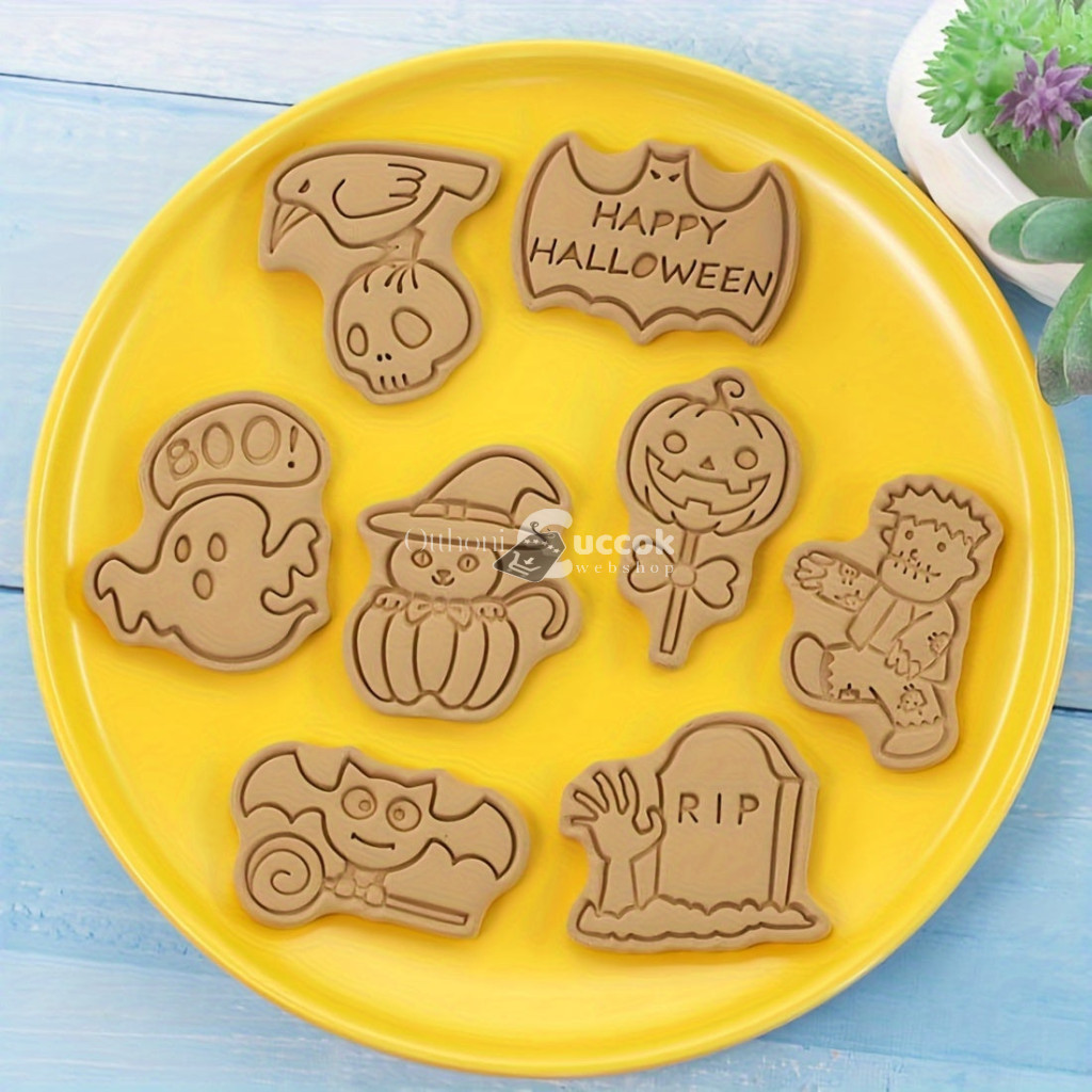 Image of 8 db-os Halloween süti kiszúró készlet, tartós műanyag kekszformák