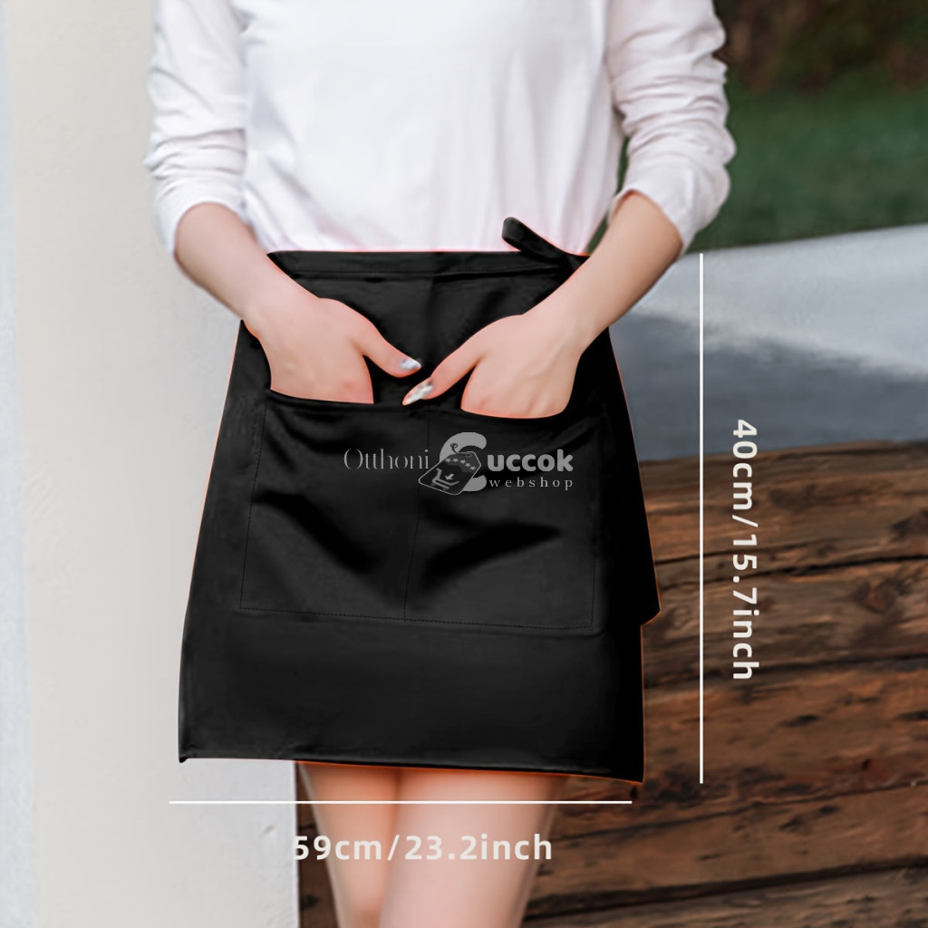 Image of Élénk piros konyhai kötény zsebekkel férfiaknak és nőknek - Tökéletes éttermekhez és grillezésekhez