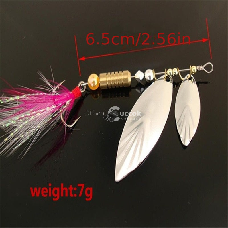 Image of 1db forgó flitter csali tollas háromszögű horoggal