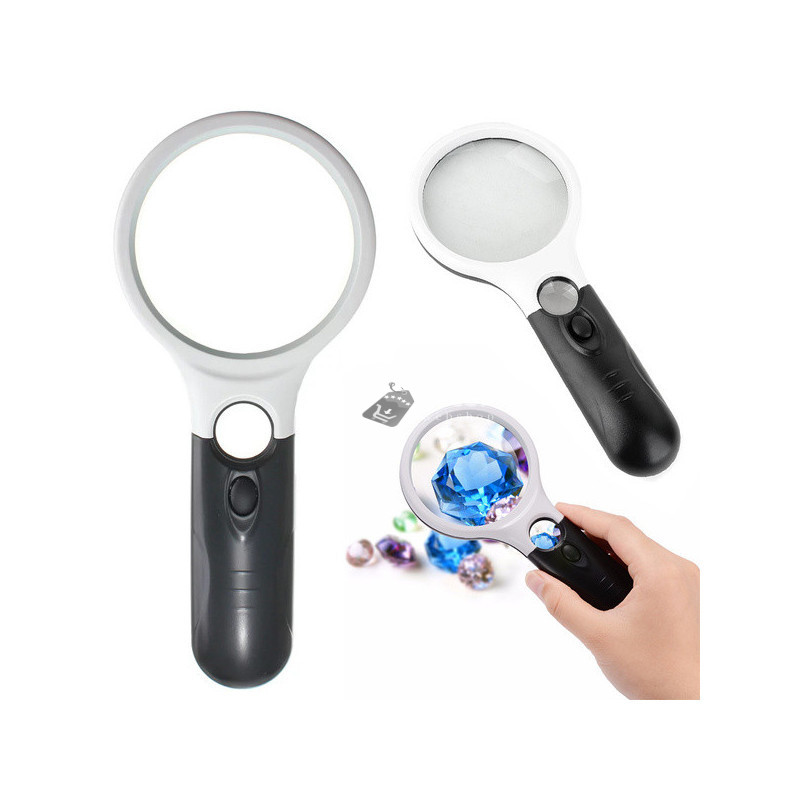 Image of Olvasólámpa LED világítással és 45x nagyítással, 3x 75mm lencsével