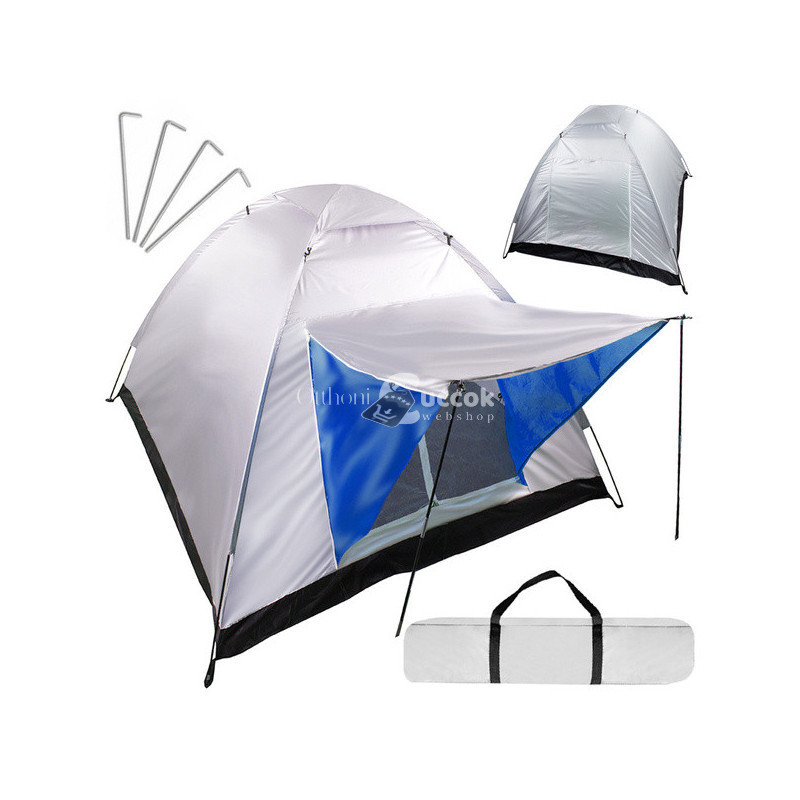 Image of Túrista sátor kempingezéshez 4 személyes - könnyűszerkezetes, könnyen összeszerelhető, praktikus és strapabíró.