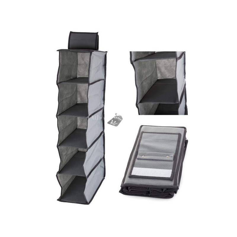 Image of Ruhatárszervező függő polccal 5 polccal 70 cm - ruhásszekrény rendező polc 70 cm - ruharendező függő polc 5 polccal