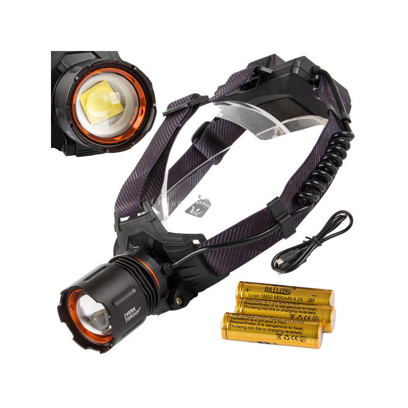 Image of Fejlámpa Bailong LED Cree XHP160 Powerbank - erős fény, hosszú üzemidő, könnyű használat