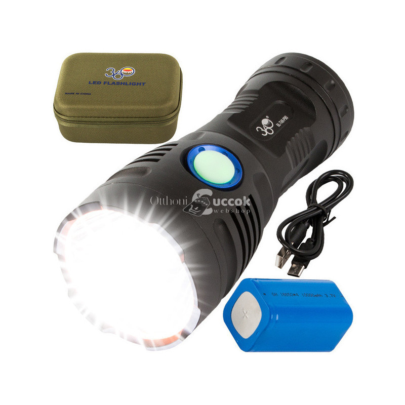 Image of Taktikai zseblámpa Bailong Cree COB LED XHP90 erős fényű - outdoor, túrázás, camping, vészhelyzet