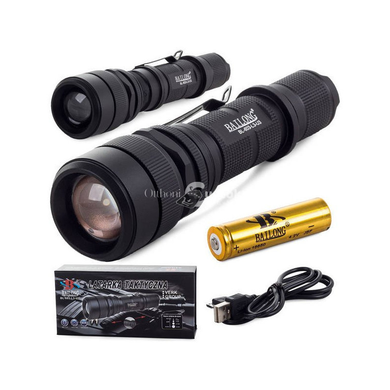 Image of Taktikai LED újratölthető USB zseblámpa - Bailong L3-U3